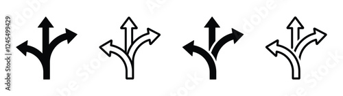 Choice vector icon designs set. Alternate Route line and filled flat icons. Alternate Route signs