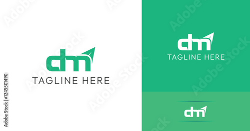 Simple minimal letter DM arrow logo The logo features the letters "DM" intertwined and stylized to form a paper airplane shape Flights, Travel, Delivery, Express, Communications, Journeys, Speed