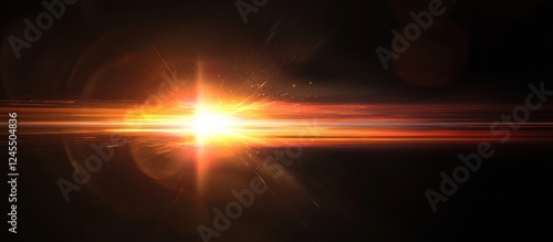 A bright photon flash captured on a camera sensor, isolated in a lab on black.