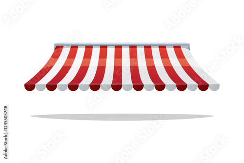Canopy awning. Striped shop and cafe canopies vector isolated on white background.