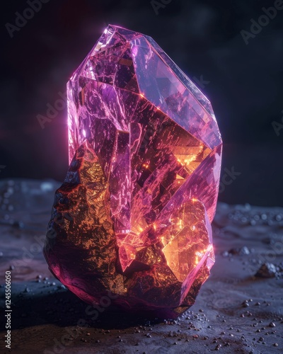 Enchanting Macro View of Rare Amethyst Crystal Displaying Intricate Purple Hues and Unique Formations photo