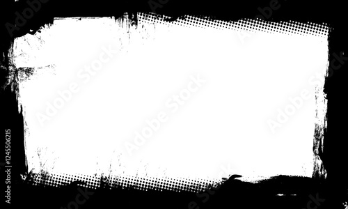 black ink brushed painting blank frame border picture artistic grunge graphic element
