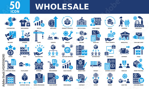 Wholesale icon set collection. Simple color fill vector.