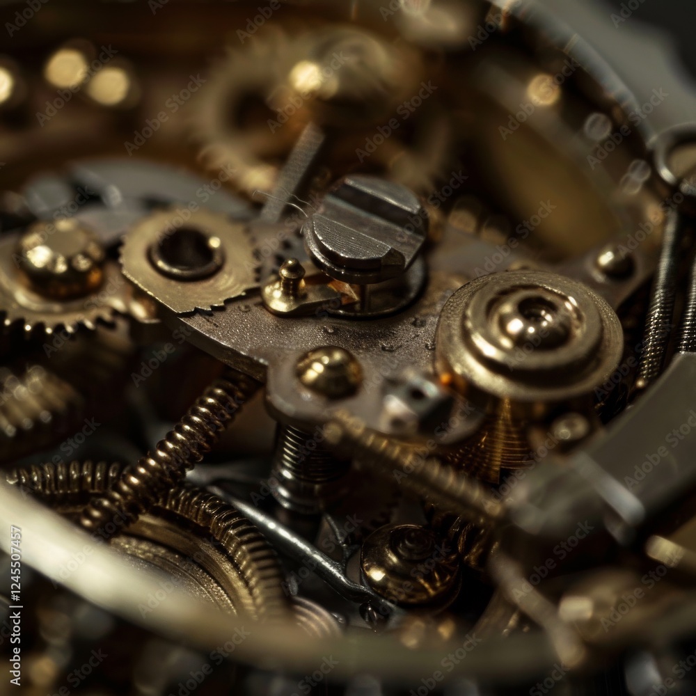 Fototapeta premium Delicate Intricacies Revealed: Close-Up of a Mechanical Lock Unveiling Precision and Complexity in Small Components