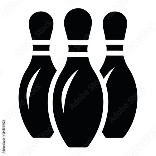 Three bowling pins in a classic silhouette.