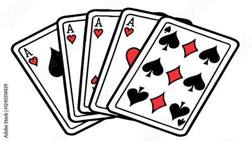 Suit deck of playing cards on white background.