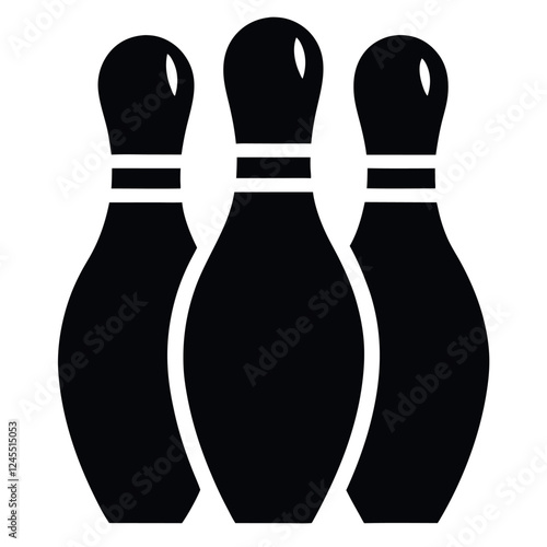 Three bowling pins in a classic silhouette.