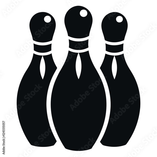 Three bowling pins in a classic silhouette.