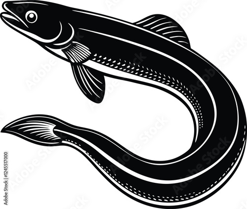 Beautiful Asian swamp eel vector art illustration