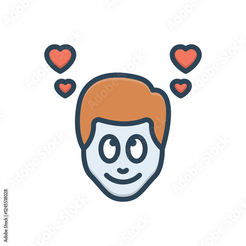 Color illustration icon for grateful