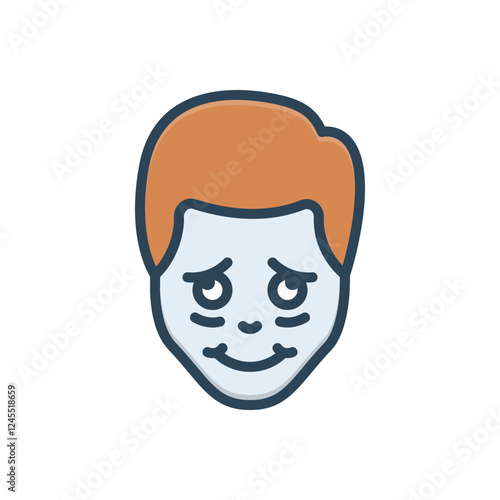 Color illustration icon for shy