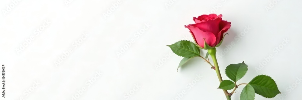 single stem of rose with attached leaves against white, natural, plant, leaf single stem of rose with attached leaves against white, natural, plant, leaf