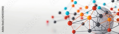 Colorful molecular structure on a light background symbolizing scientific research, biotechnology, and innovative connectivity in modern science.