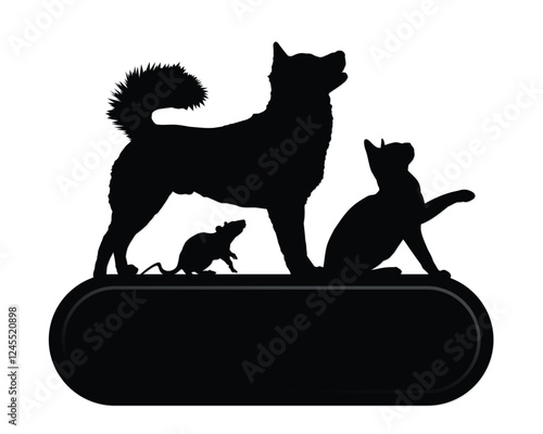Pets symbol with dog, cat and rat.
