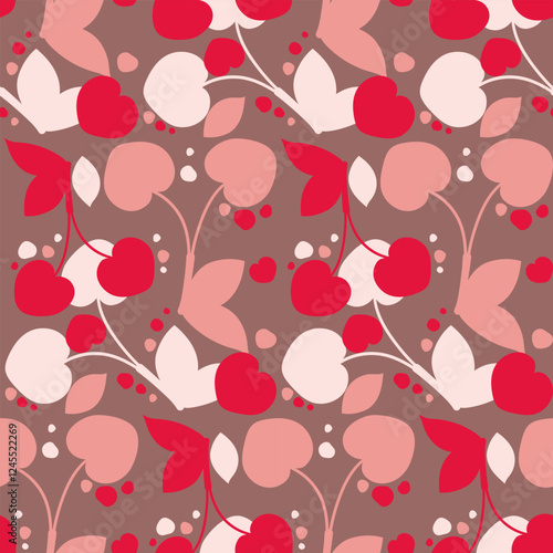 Seamless background of cherry berry silhouettes.