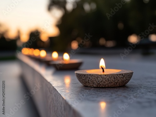 Elegant Lighting Design Stone Texture Candlelit Memorial for International Day of Racial Discrimination and Spring Equinox - Cultural Reflection in Modern Hospitality Spaces photo