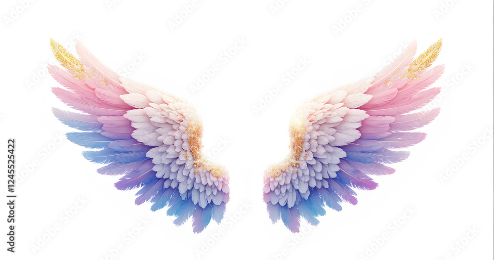 Pair of Pastel-Colored Angel Wings with Gold Accents
Pair of Pastel-Colored Angel Wings with Gold Accents