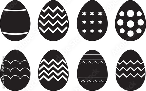 A set of easter eggs silhouette vector design.