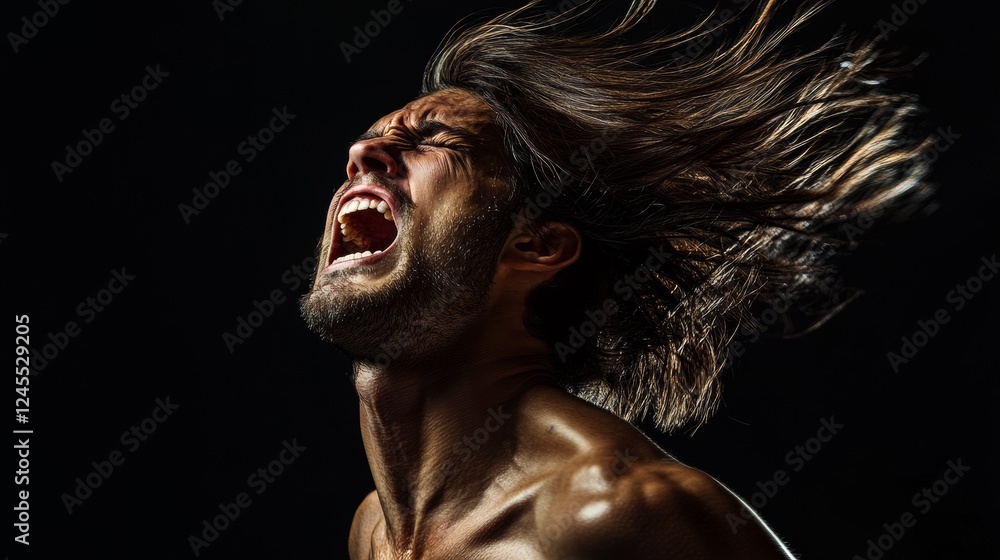 Powerful emotional photography, visceral screaming portrait, textured skin detail, flowing brown hair, deep shadows, professional studio black background, dramatic side lighting, ultra-realistic Powerful emotional photography, visceral screaming portrait, textured skin detail, flowing brown hair, deep shadows, professional studio black background, dramatic side lighting, ultra-realistic