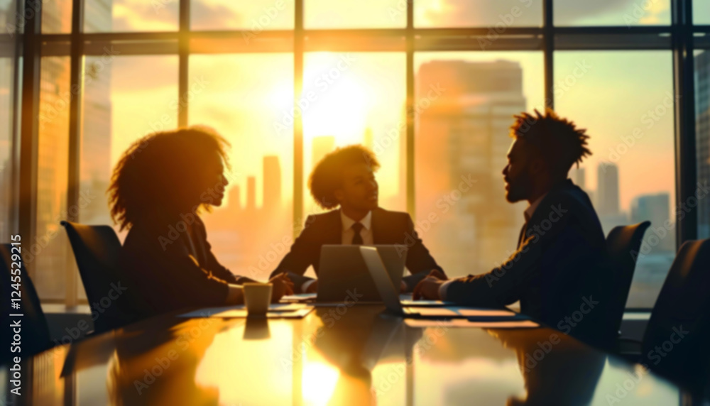 business meeting in a modern office setting, the individuals are diverse in appearance, corporate and teamwork theme banner design business meeting in a modern office setting, the individuals are diverse in appearance, corporate and teamwork theme banner design