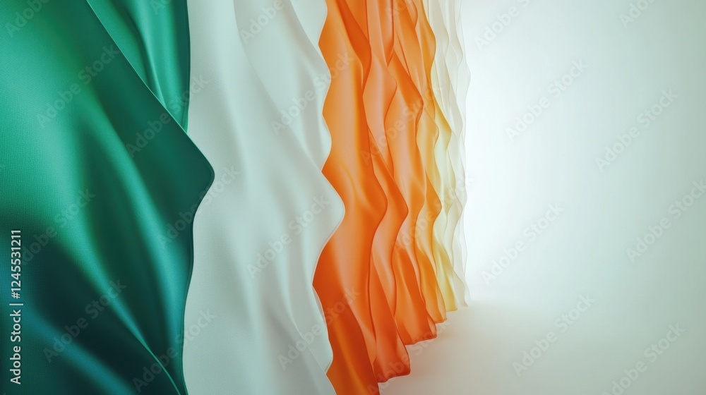 Fototapeta premium Abstract Irish Flag Drapery: A Stunning Visual Representation of Ireland's National Colors