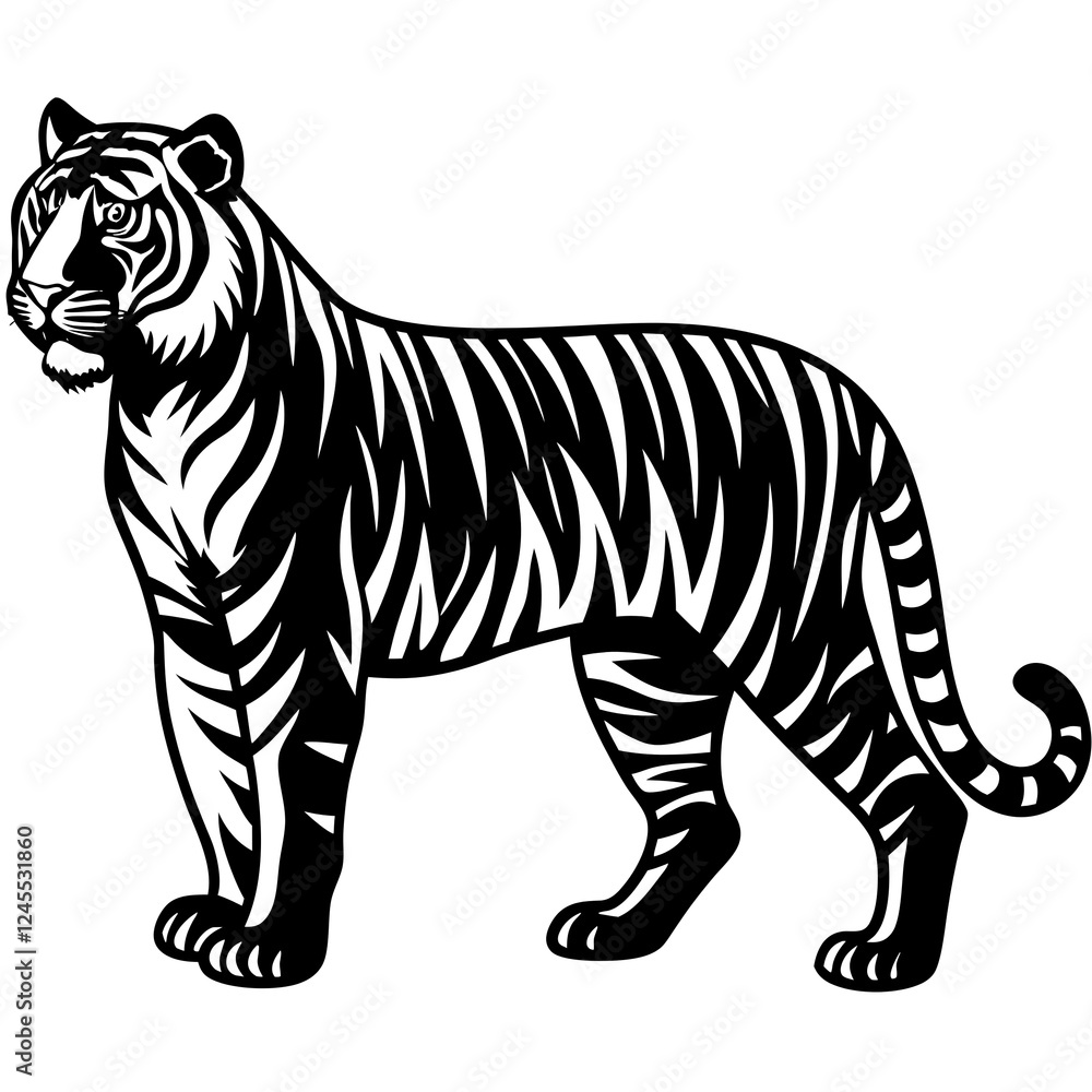 Obraz premium Tiger silhouette on white background