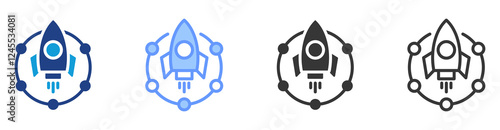Lean startup icon set multiple style collection