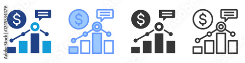 Market analysis icon set multiple style collection