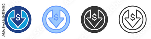 Cost reduction icon set multiple style collection