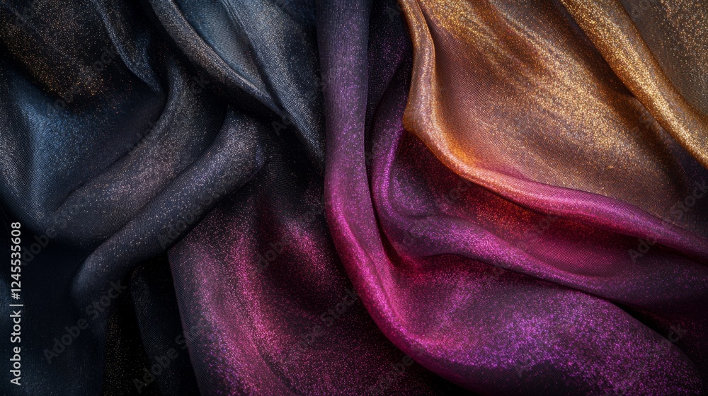Fototapeta premium Luxurious Deep Dark Purple and Burgundy Silk Satin Fabric Texture