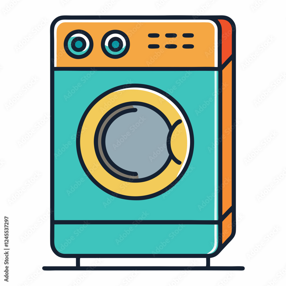 Clothes Dryer icon in vibrant illustration style