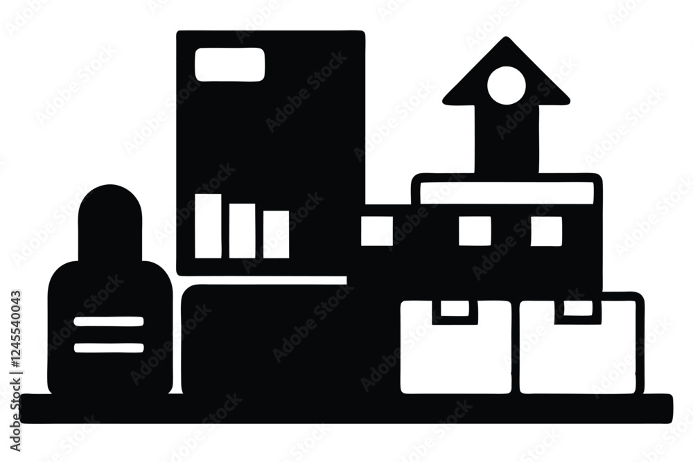 silhouette vector
illustration of A Inventory Management icon on white background silhouette vector
illustration of A Inventory Management icon on white background
