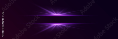 Light star effect with lines explosion. Neon glare and flash.