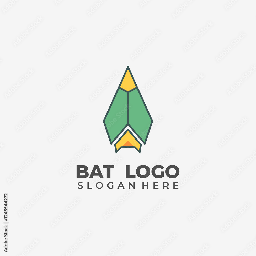 Elegant Upside Down Hanging Bat Logo In Green Yellow Elegant Upside Down Hanging Bat Logo In Green Yellow