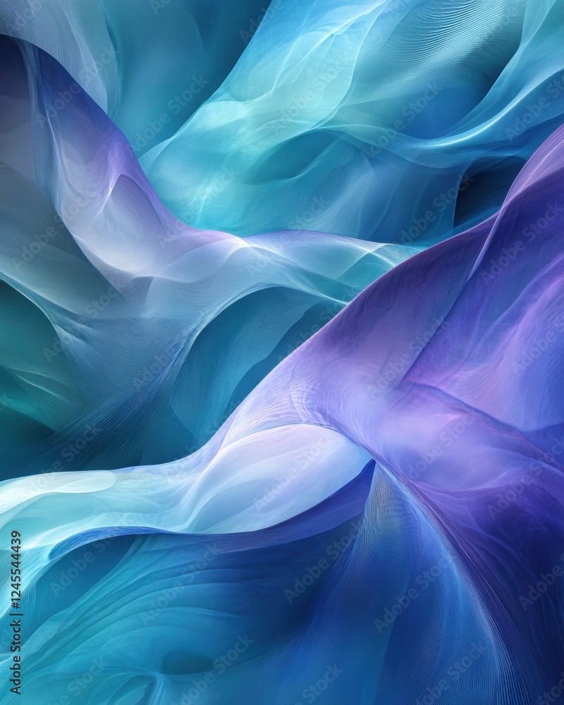 Obraz premium Abstract dynamic flowing wave texture background in vibrant purple and teal blue colors