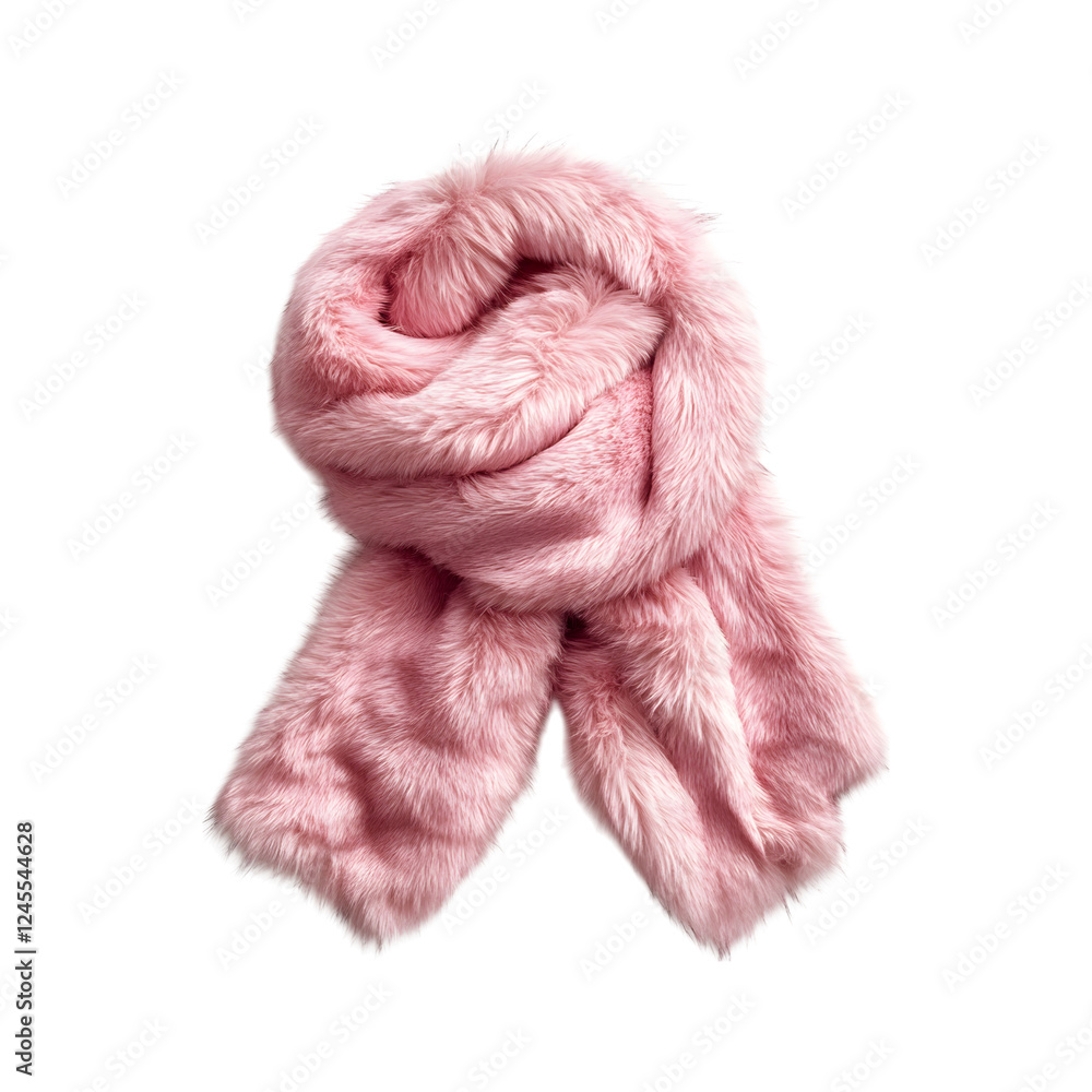 Faux Fur Stole in Soft Pink Isolated on Transparent Background Faux Fur Stole in Soft Pink Isolated on Transparent Background