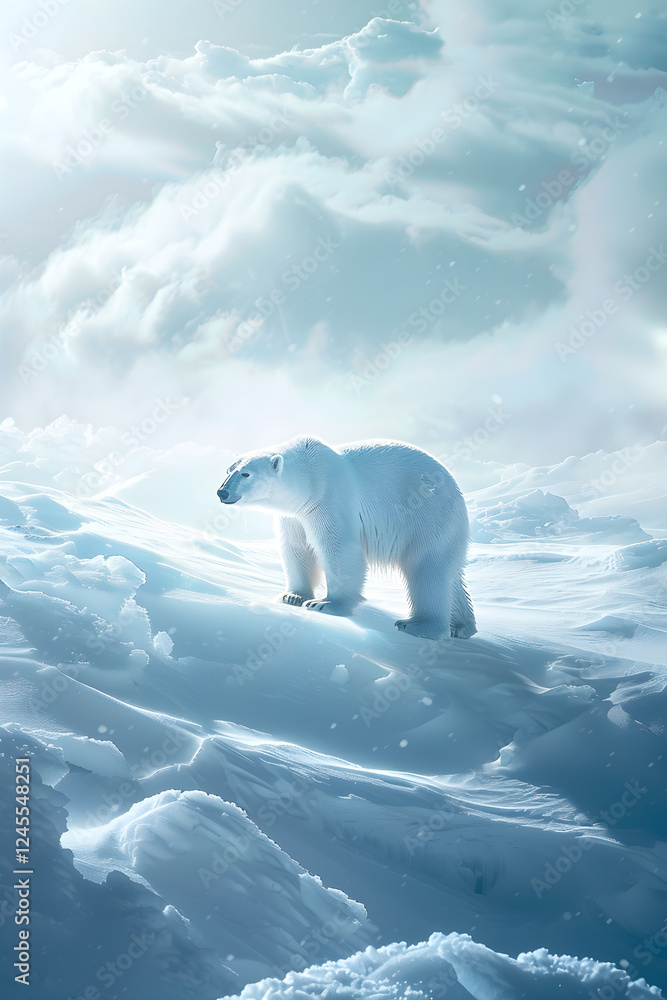 Visual Ode to the Arctic Majesty: Powerful Imagery of a Polar Bear in its Native Icy Paradise Visual Ode to the Arctic Majesty: Powerful Imagery of a Polar Bear in its Native Icy Paradise