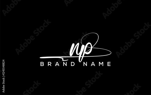 NP letter beauty handwriting vector logo.