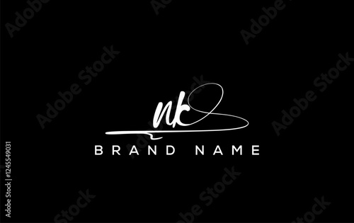 NK letter beauty handwriting vector logo.