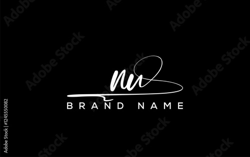 NU letter beauty handwriting vector logo.