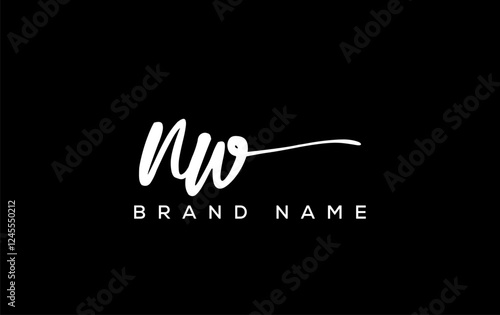 NU letter beauty handwriting vector logo.