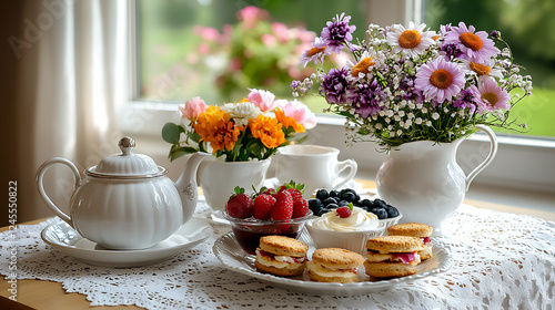 Wallpaper Mural  serene afternoon tea with finger sandwiches and scones Torontodigital.ca
