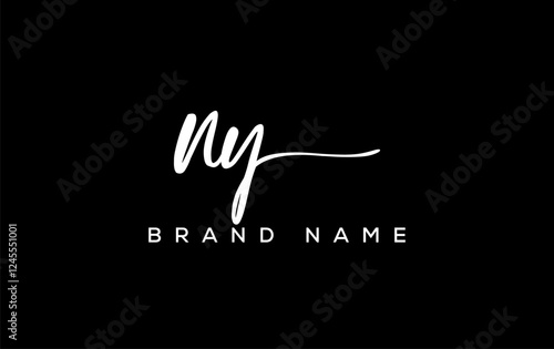 NY letter beauty handwriting vector logo.