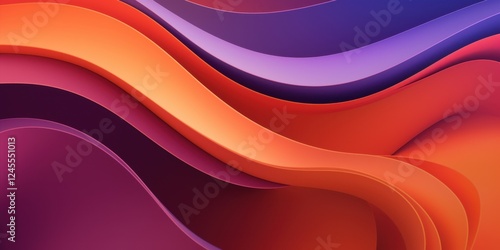Abstract Waves of Orange Purple and Red Hues Digital Art Background Wallpaper Design