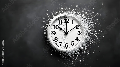 Wallpaper Mural Time is running out concept shows clock that is dissolving away into little particles showing urgency. Torontodigital.ca