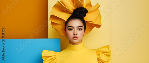 An authentic portrait of a Mexican woman in yellow photo