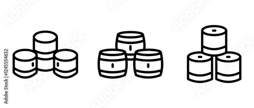 barrel outline or line icon design bundle.
