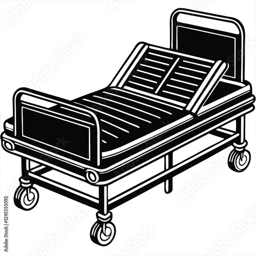 Clean hospital bed with air mattress vector art illustration