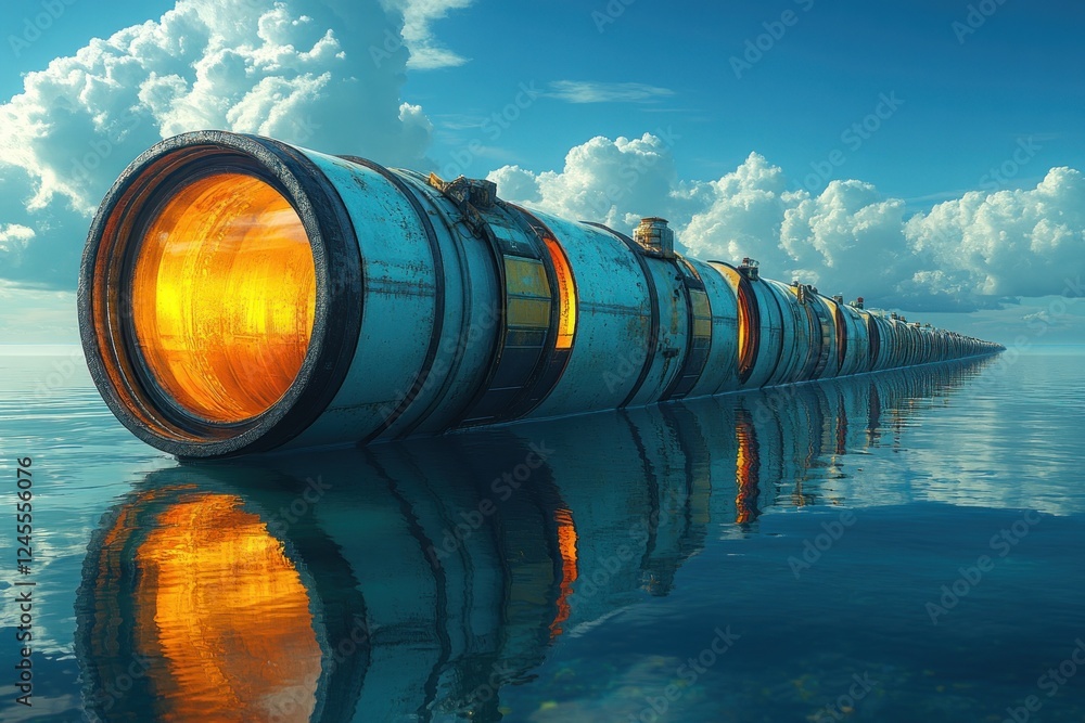Surreal Pipe Reflection in Calm Waters Surreal Pipe Reflection in Calm Waters