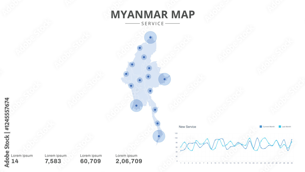 Service centers are highlighted within the of Myanmar Infographic map. Business Infographic Map of Myanmar. Vector Map of a Myanmar map. Easy to edit Service centers are highlighted within the of Myanmar Infographic map. Business Infographic Map of Myanmar. Vector Map of a Myanmar map. Easy to edit